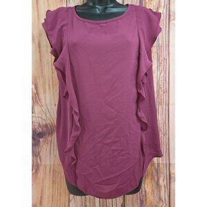 Loft Outlet Womens Large Ruffled Sleeveless Blouse In Plum Purple